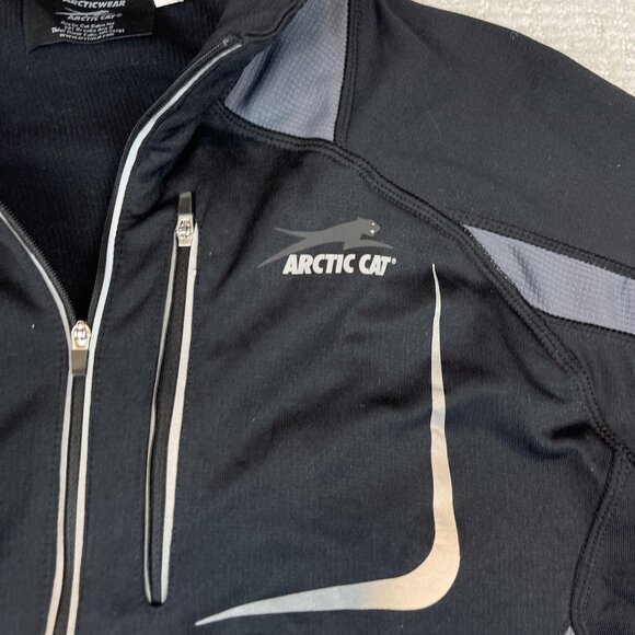 Arcticwear Arctic Cat Pullover Mens Medium 1/4 Zip Black Shirt Jacket - Picture 7 of 13
